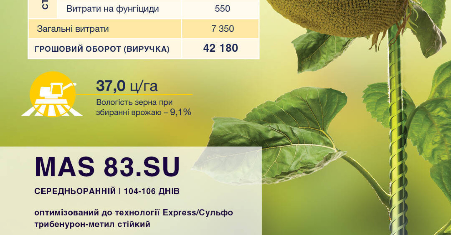 Финансовые показатели выращивания гибрида MAS 83.SU